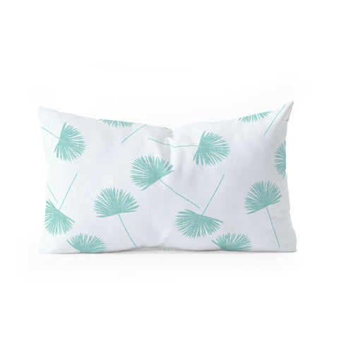Little Arrow Design Co Woven Fan Palm in Teal Oblong Throw Pillow