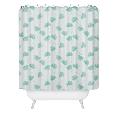 Little Arrow Design Co Woven Fan Palm in Teal Shower Curtain