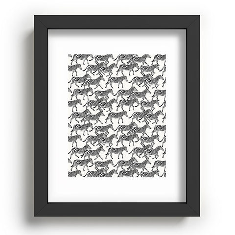 Little Arrow Design Co zebras black and white Recessed Framing Rectangle