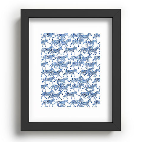Little Arrow Design Co zebras in blue Recessed Framing Rectangle