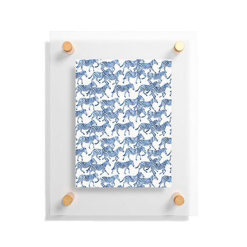 Little Arrow Design Co zebras in blue Floating Acrylic Print