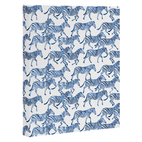 Little Arrow Design Co zebras in blue Art Canvas