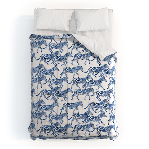 Little Arrow Design Co zebras in blue Comforter