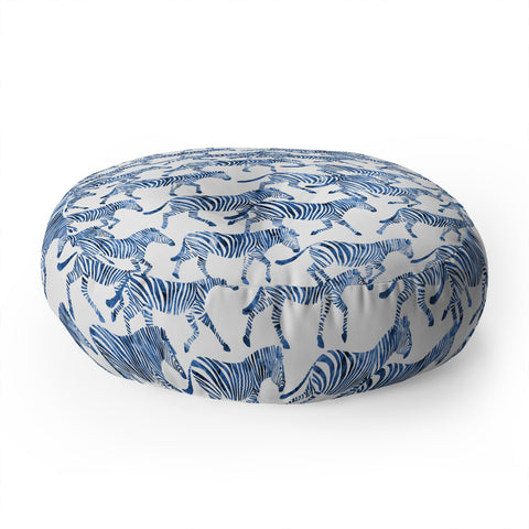 Little Arrow Design Co zebras in blue Floor Pillow Round