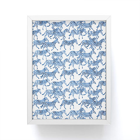 Little Arrow Design Co zebras in blue Framed Mini Art Print