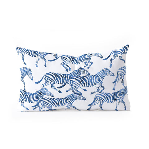 Little Arrow Design Co zebras in blue Oblong Throw Pillow