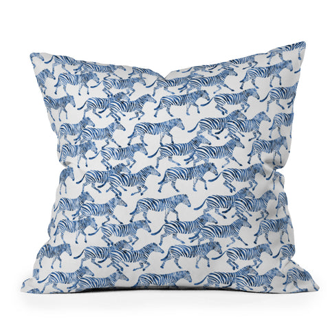 Little Arrow Design Co zebras in blue Throw Pillow
