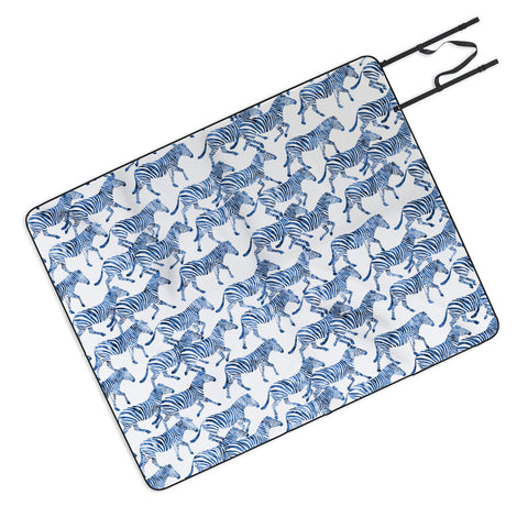 Little Arrow Design Co zebras in blue Picnic Blanket