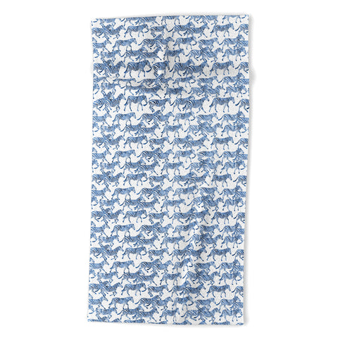 Little Arrow Design Co zebras in blue Beach Towel
