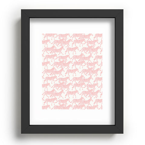 Little Arrow Design Co zebras in pink Recessed Framing Rectangle