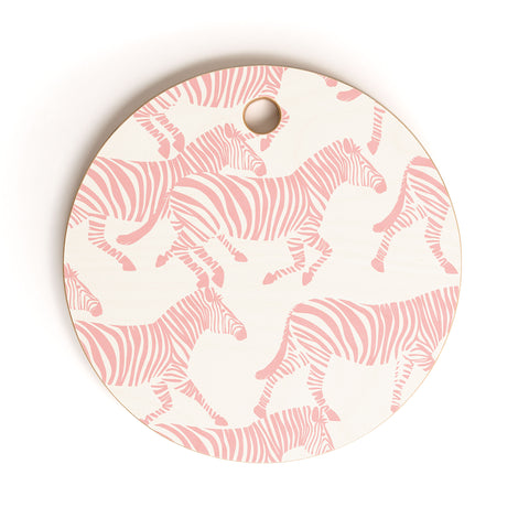 Little Arrow Design Co zebras in pink Cutting Board Round