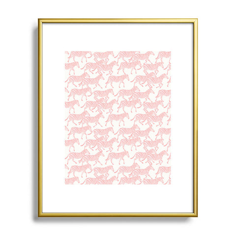 Little Arrow Design Co zebras in pink Metal Framed Art Print