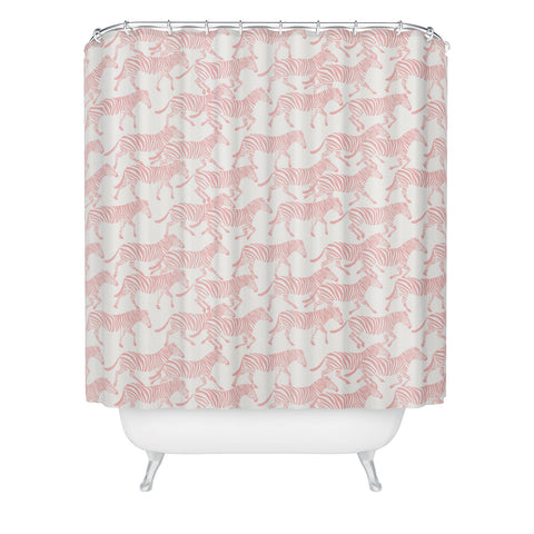 Little Arrow Design Co zebras in pink Shower Curtain