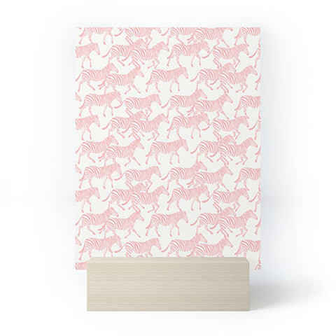 Little Arrow Design Co zebras in pink Mini Art Print