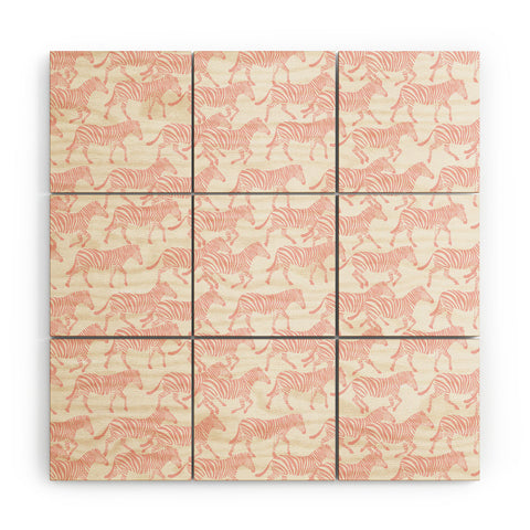 Little Arrow Design Co zebras in pink Wood Wall Mural