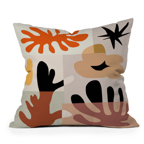 Little Dean Abstract shape collage Outdoor Throw Pillow