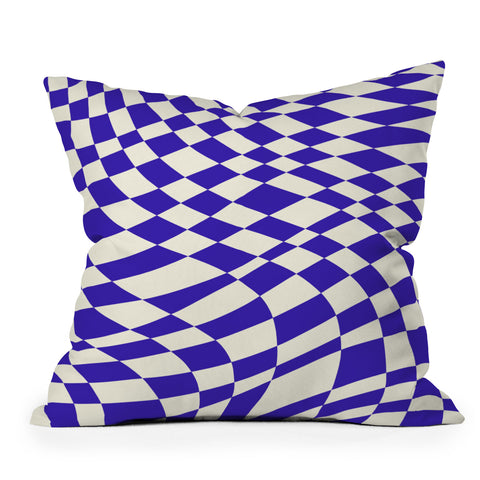 Little Dean Blue twist checkered pattern Outdoor Throw Pillow