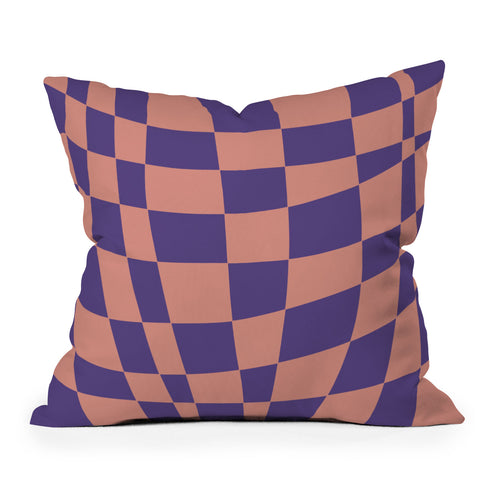 Little Dean Checkered pink and purple Outdoor Throw Pillow