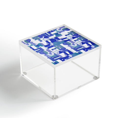 Little Dean Geometrical collage in blue shades Acrylic Box