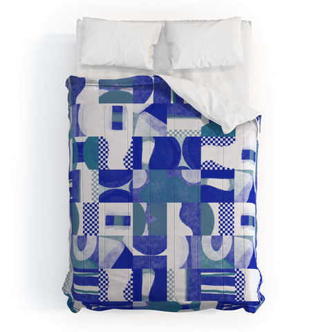 Little Dean Geometrical collage in blue shades Comforter