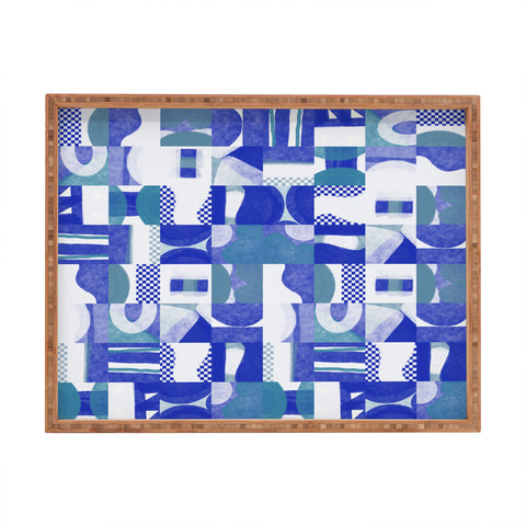 Little Dean Geometrical collage in blue shades Rectangular Tray