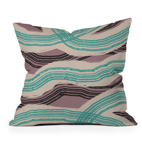 Little Dean Muted pink and green stripe Outdoor Throw Pillow