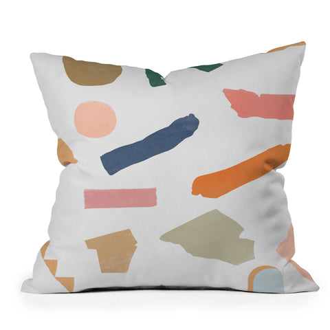Lola Terracota Mix of color shapes happy Outdoor Throw Pillow