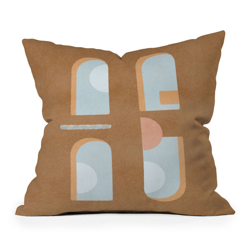 Lola Terracota The arch of a window abstract shapes contemporary Outdoor Throw Pillow