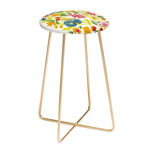 LouBruzzoni Artsy colorful wildflowers Counter Stool