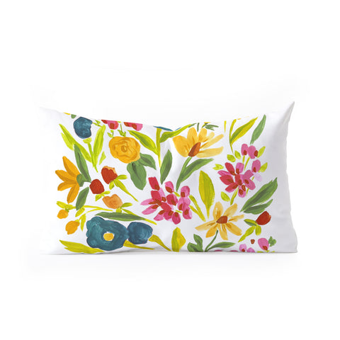 LouBruzzoni Artsy colorful wildflowers Oblong Throw Pillow