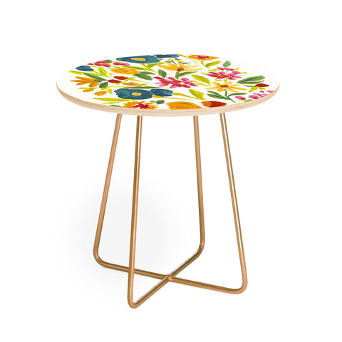 LouBruzzoni Artsy colorful wildflowers Round Side Table