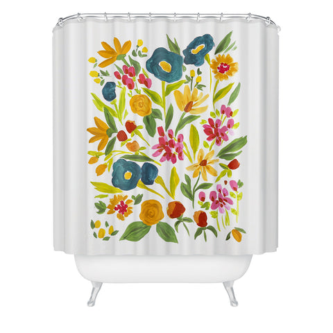 LouBruzzoni Artsy colorful wildflowers Shower Curtain