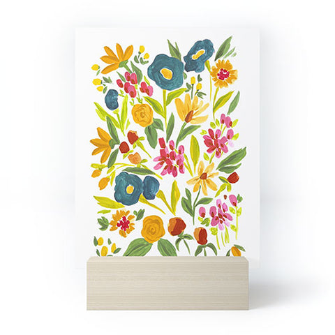 LouBruzzoni Artsy colorful wildflowers Mini Art Print