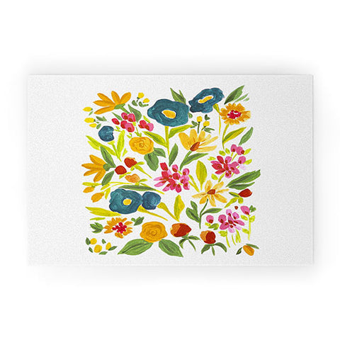 LouBruzzoni Artsy colorful wildflowers Welcome Mat