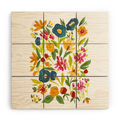 LouBruzzoni Artsy colorful wildflowers Wood Wall Mural