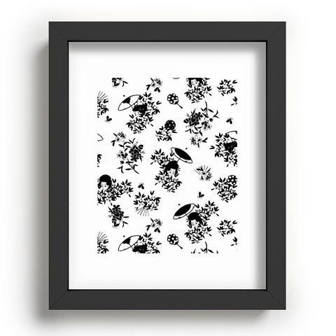 LouBruzzoni Black and white oriental pattern Recessed Framing Rectangle