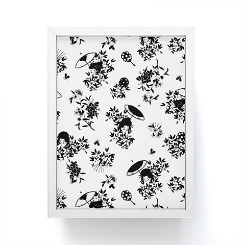 LouBruzzoni Black and white oriental pattern Framed Mini Art Print