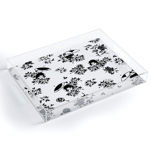LouBruzzoni Black and white oriental pattern Acrylic Tray
