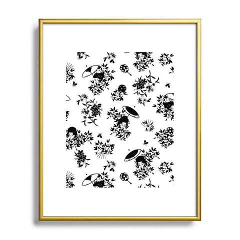 LouBruzzoni Black and white oriental pattern Metal Framed Art Print