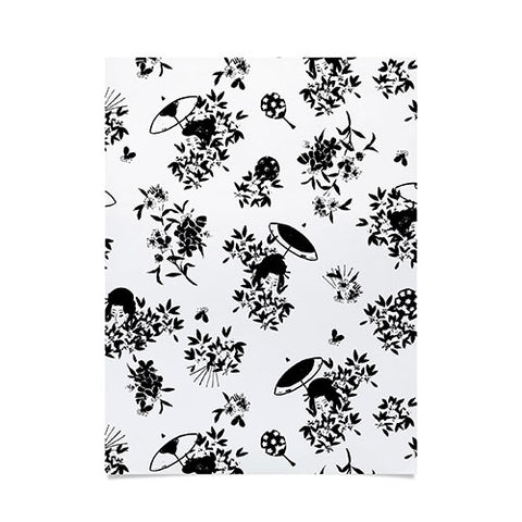 LouBruzzoni Black and white oriental pattern Poster
