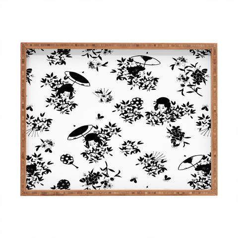 LouBruzzoni Black and white oriental pattern Rectangular Tray