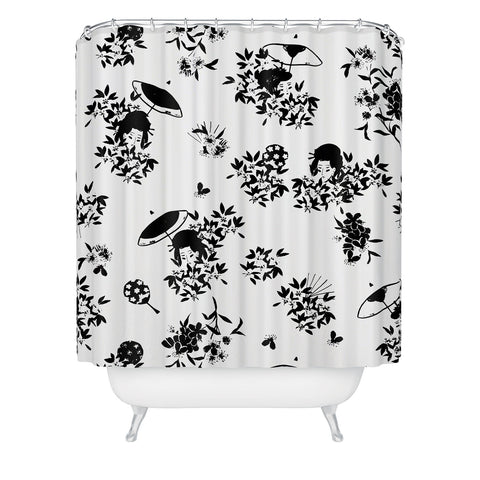 LouBruzzoni Black and white oriental pattern Shower Curtain
