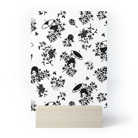 LouBruzzoni Black and white oriental pattern Mini Art Print