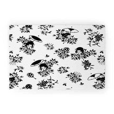 LouBruzzoni Black and white oriental pattern Welcome Mat