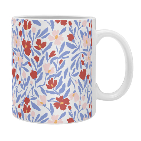 LouBruzzoni Blue and Orange vibrant bold flowers Coffee Mug
