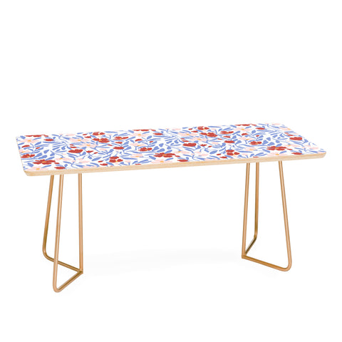 LouBruzzoni Blue and Orange vibrant bold flowers Coffee Table