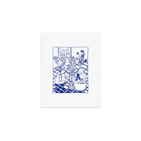 LouBruzzoni Blue line vases Art Print