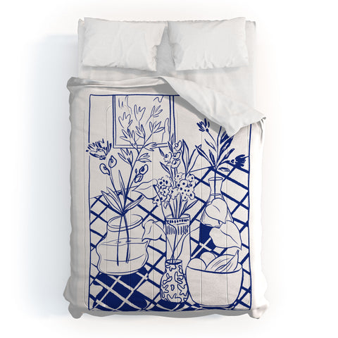 LouBruzzoni Blue line vases Comforter