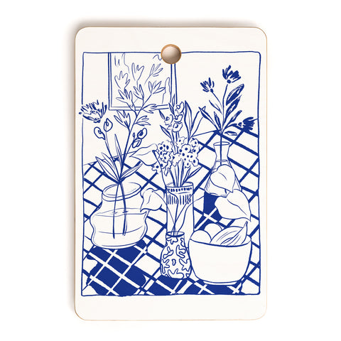 LouBruzzoni Blue line vases Cutting Board Rectangle