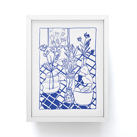 LouBruzzoni Blue line vases Framed Mini Art Print